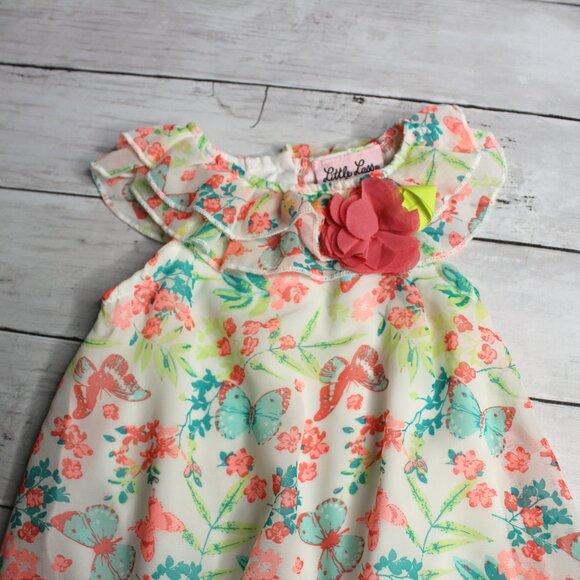 Little Lass Girl's Summer Bubble Romper Size 6-9 Months Floral - Picture 4 of 6